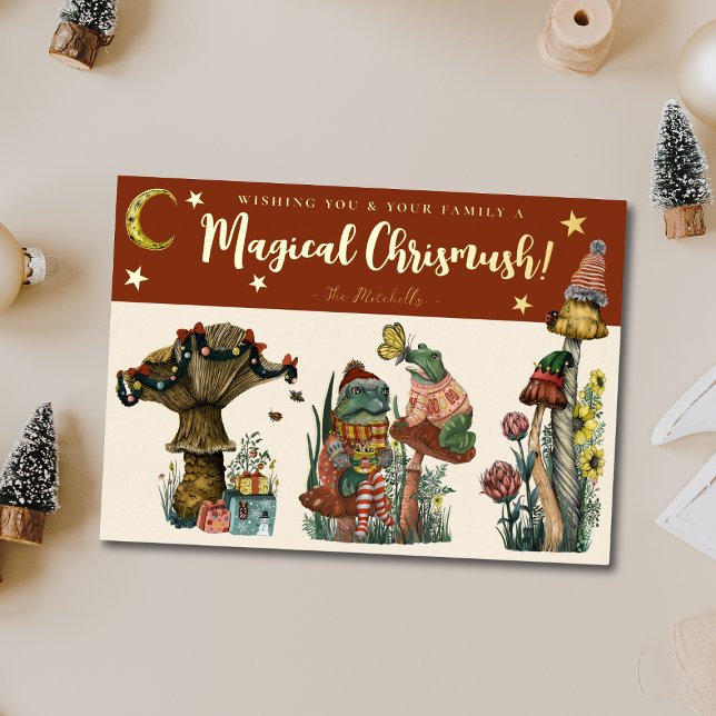 Tarjeta Festiva Con Relieve Metalizado Cute Red Magical Mushroom Feliz Relieve metalizado (Subido por el creador)