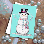 Tarjeta Festiva Con Relieve Metalizado Cute Snowman Felices Fiestas y acentos de Relieve<br><div class="desc">Cute Snowman Felices Fiestas y acentos de Relieve metalizado</div>