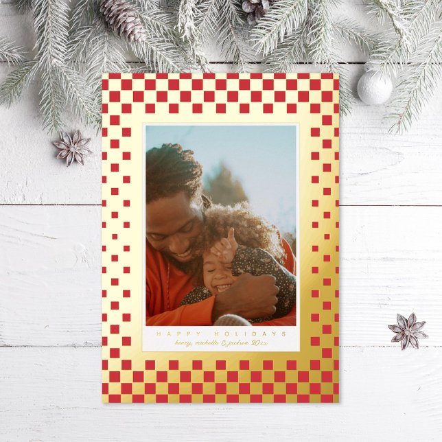 Tarjeta Festiva Con Relieve Metalizado Damas divertidas Foto Rojo Dorado (Subido por el creador)