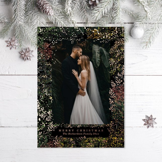 Tarjeta Festiva Con Relieve Metalizado Dappled Forest Painted Changing Leaves Photo (Subido por el creador)