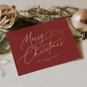 Tarjeta Festiva Con Relieve Metalizado DARCY Red Relieve metalizado dorado Familia Vintag