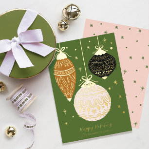 Tarjeta Festiva Con Relieve Metalizado Deck Los Salones Elegantes Ornamentos Colgantes