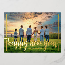 Tarjeta Festiva Con Relieve Metalizado Deseándote una foto de Año Nuevo feliz