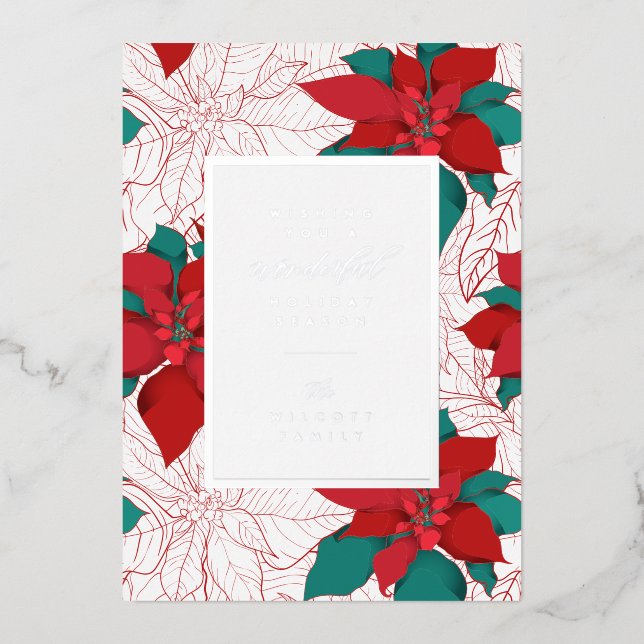 Tarjeta Festiva Con Relieve Metalizado DESEÁNDOTE UNAS FELICES FIESTAS | Agrega tu foto (Anverso)