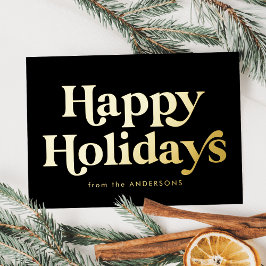 Tarjeta Festiva Con Relieve Metalizado Deseos de fiestas Retro Tipo Felices Fiestas No Fo