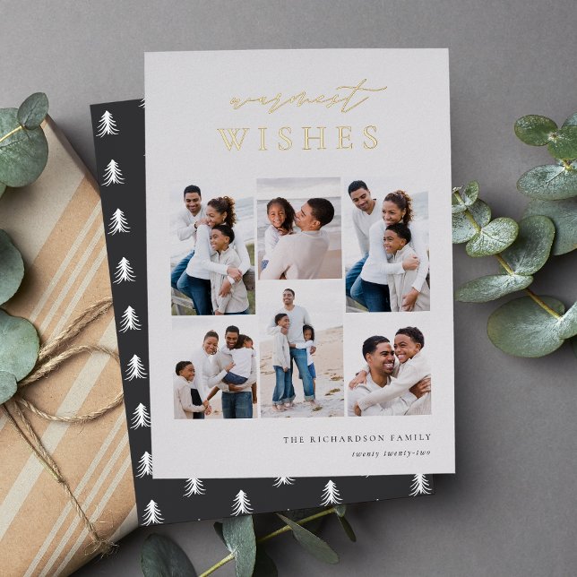 Tarjeta Festiva Con Relieve Metalizado Deseos más cálidos Elegantes 6 Navidades de Collag (Subido por el creador)