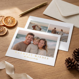 Tarjeta Festiva Con Relieve Metalizado Deseos más Cálidos Foto Moderna