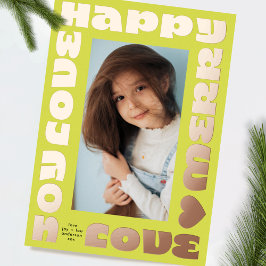 Tarjeta Festiva Con Relieve Metalizado deseos modernos y brillantes | navidades de una fo