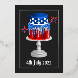 Tarjeta Festiva Con Relieve Metalizado Día de la Independencia del 4 de julio