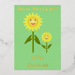Tarjeta Festiva Con Relieve Metalizado Día de la Madre Día de la Madre de girasoles salva