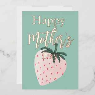 Tarjeta Festiva Con Relieve Metalizado Día de la Madre Fresa