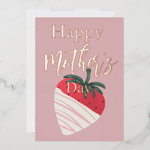 Tarjeta Festiva Con Relieve Metalizado Día de la Madre Fresa  