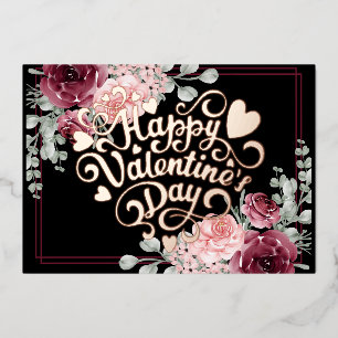 Tarjeta Festiva Con Relieve Metalizado Día de San Valentín moderno simple foto holográfic