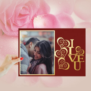 Tarjeta Festiva Con Relieve Metalizado Día de San Valentín Personalizado Feliz