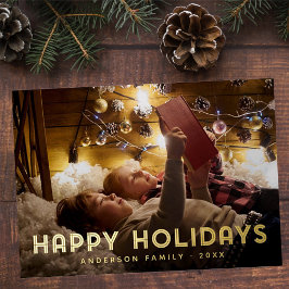 Tarjeta Festiva Con Relieve Metalizado Días Festivos Tipografía Moderna Simple