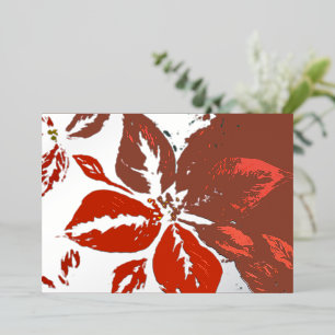 Tarjeta Festiva Con Relieve Metalizado Diseño de Flor de Pascua Tradicional de Plata con
