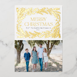 Tarjeta Festiva Con Relieve Metalizado Diseño del marco de la Wreath de navidad