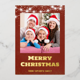 Tarjeta Festiva Con Relieve Metalizado Diseño fotográfico de Personalizado navideño de Fe