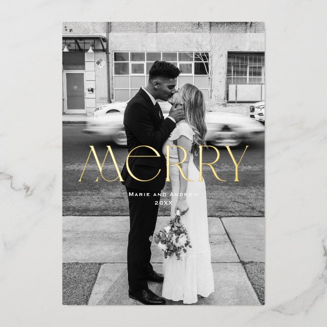 Tarjeta Festiva Con Relieve Metalizado Diseño moderno de ferias navideñas (Anverso)