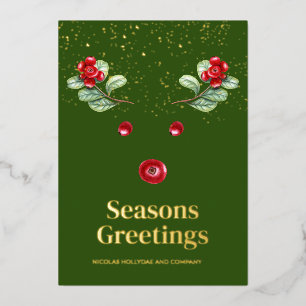 Tarjeta Festiva Con Relieve Metalizado Diviértete con Reno Abstracto de Navidad