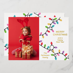 Tarjeta Festiva Con Relieve Metalizado Diviértete con una foto moderna y alegre de Navida