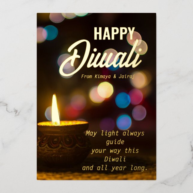 Tarjeta Festiva Con Relieve Metalizado Diwali Greeting (Anverso)