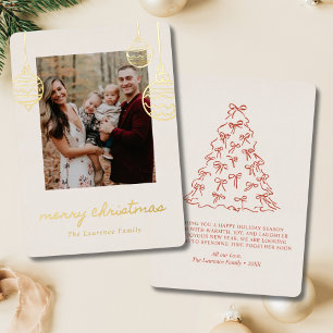 Tarjeta Festiva Con Relieve Metalizado Doodle Coquette Bow Gold
