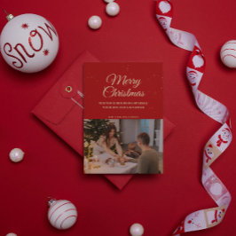 Tarjeta Festiva Con Relieve Metalizado Dorado Droplets Feliz Navidad | Bendición de Navid