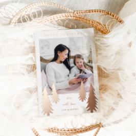 Tarjeta Festiva Con Relieve Metalizado Dos árboles navideños festivos