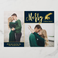 Dos fotos elegantes Feliz Navidad | Azul marino