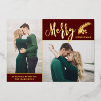 Dos fotos elegantes Feliz Navidad | Borgoña