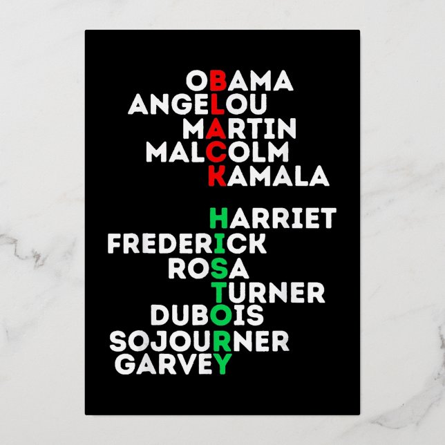 Tarjeta Festiva Con Relieve Metalizado Dream Like Martin Black History Month (Anverso)