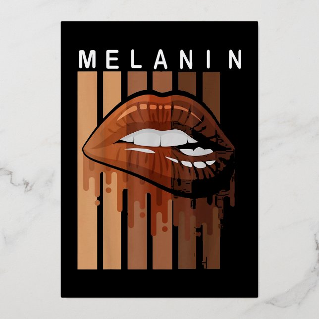 Tarjeta Festiva Con Relieve Metalizado Drippin Melanin Shades (Anverso)