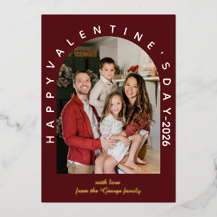 Tarjeta Festiva Con Relieve Metalizado Dulces Deseos de San Valentín Foto Familiar Modern