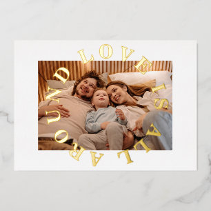 Tarjeta Festiva Con Relieve Metalizado El amor está alrededor foto navidad