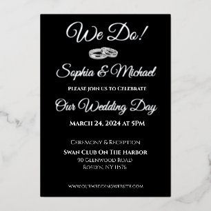 Tarjeta Festiva Con Relieve Metalizado El asunto blanco y negro - ¡Lo hacemos! Boda