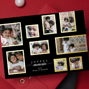 Tarjeta Festiva Con Relieve Metalizado El Collage de fotos Onyx Enmarca momentos alegres