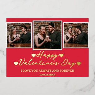 Tarjeta Festiva Con Relieve Metalizado El día de San Valentín de amor simple elegante fot