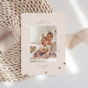 Tarjeta Festiva Con Relieve Metalizado El día de San Valentín fotográfico de corazones fl