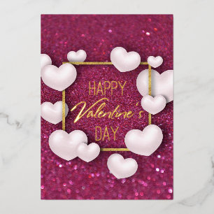 Tarjeta Festiva Con Relieve Metalizado El día de San Valentín Purpurina Borgoña de los co