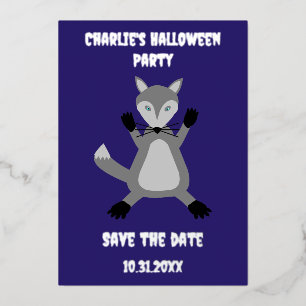 Tarjeta Festiva Con Relieve Metalizado El espeluznante Personalizado Lobo de Halloween sa