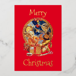 Tarjeta Festiva Con Relieve Metalizado El último paquete