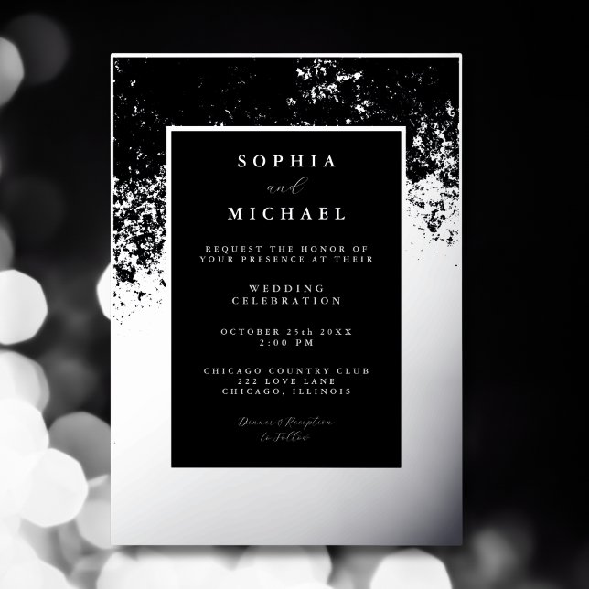 Tarjeta Festiva Con Relieve Metalizado Elegance Wedding Invitation Template Photo Silver (Subido por el creador)
