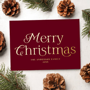 Tarjeta Festiva Con Relieve Metalizado Elegancia Festiva Burgundy Feliz Navidad