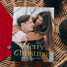 Tarjeta Festiva Con Relieve Metalizado Elegancia festiva Feliz Navidad Fotos rojas