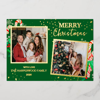 Tarjeta Festiva Con Relieve Metalizado Elegant Christmas Joy Gold Sparkle Multi Photo