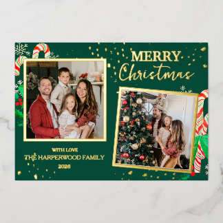 Tarjeta Festiva Con Relieve Metalizado Elegant Christmas Joy Gold Sparkle Multi Photo