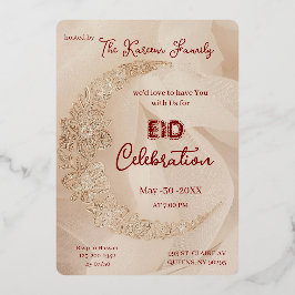 Tarjeta Festiva Con Relieve Metalizado Elegant EId Celebration  Eid Party Invitation