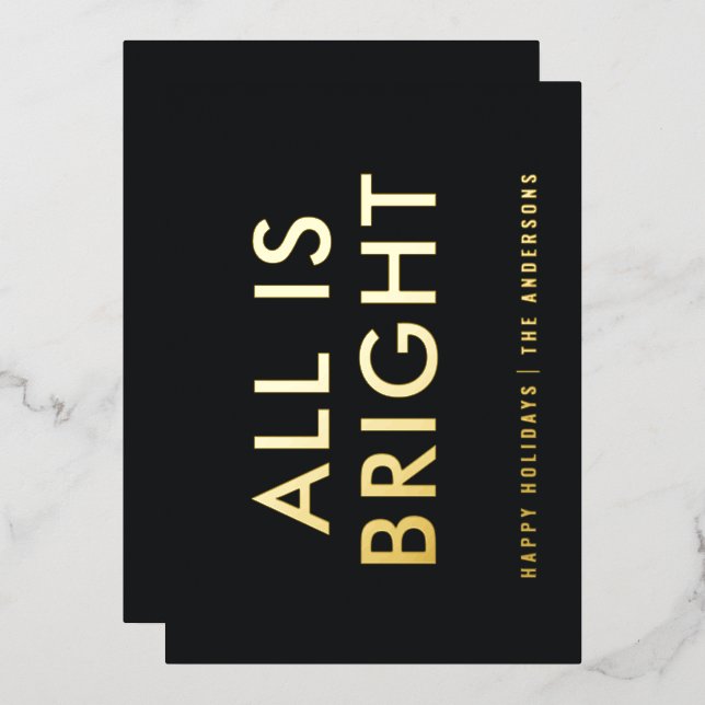 Tarjeta Festiva Con Relieve Metalizado elegant foil non photo modern foil holiday card (Anverso/Reverso)