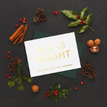 Tarjeta Festiva Con Relieve Metalizado elegant foil non photo modern foil holiday card<br><div class="desc">green white and foil non photo collage modern fun family christmas card design.</div>